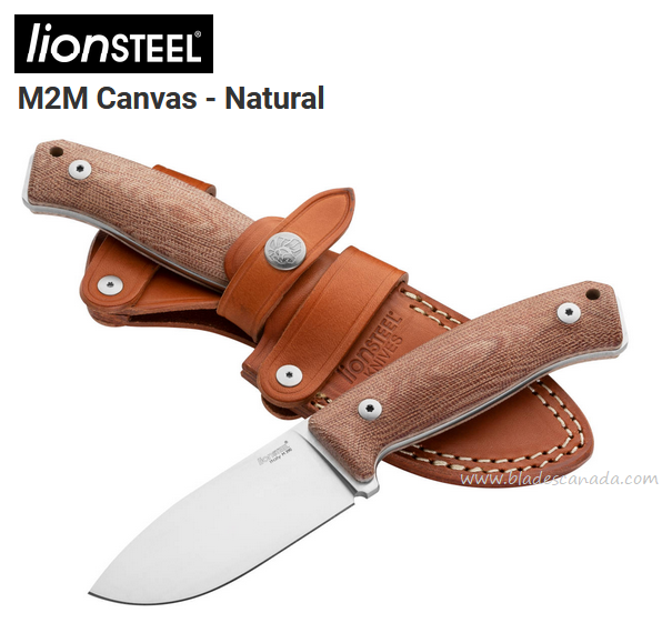 Lion Steel M2M CVN Hunter Fixed Blade Knife, M390 Satin, Micarta Natural